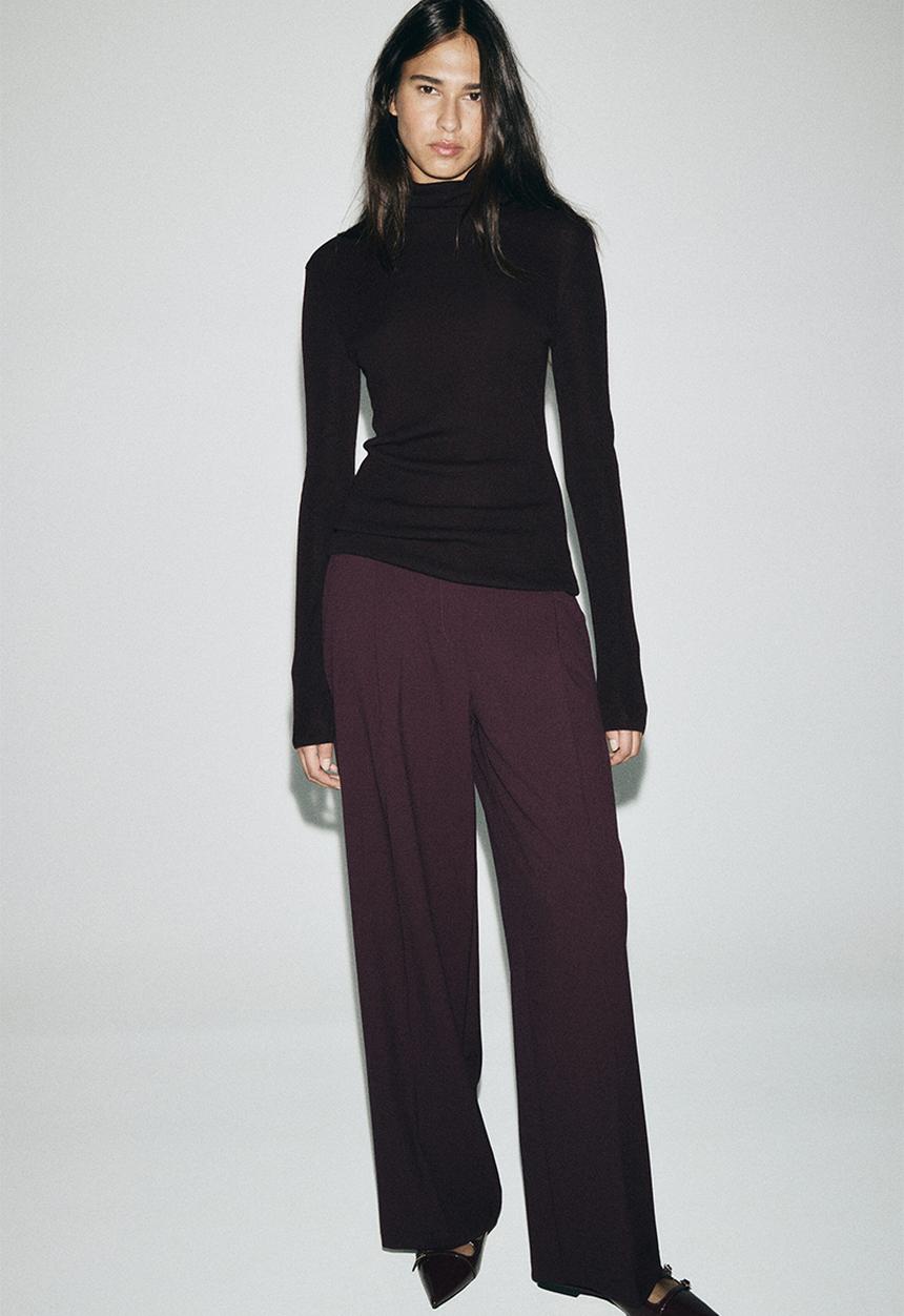 H&M - Wide tailored trousers - burgundy