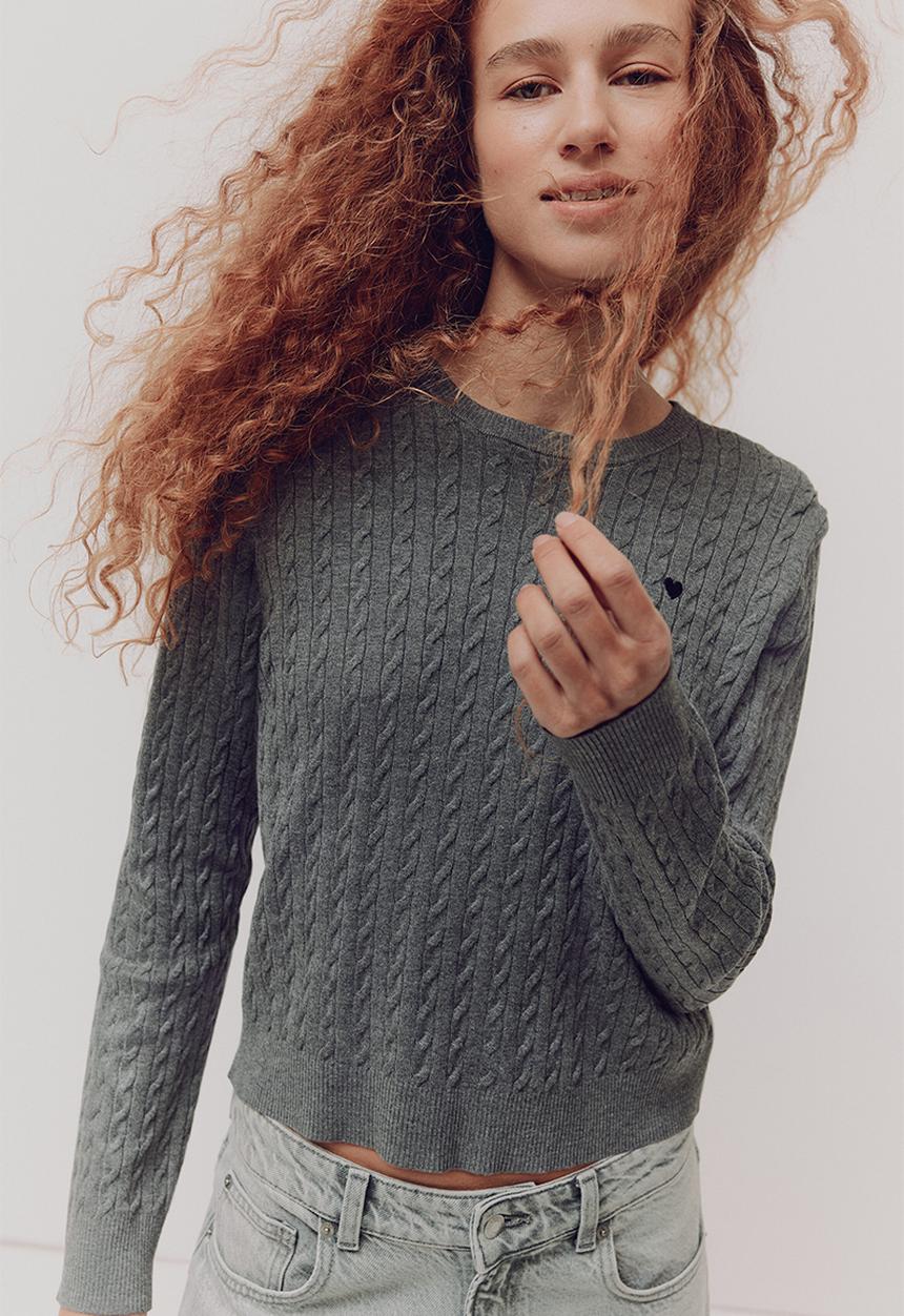 H&M - Cable-knit jumper - dark grey