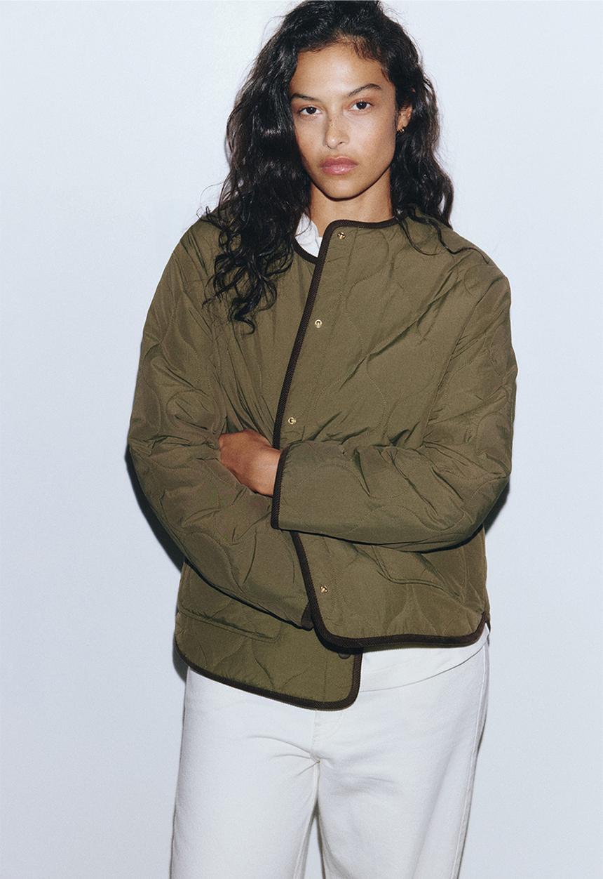 H&M - Quilted jacket - dark khaki green