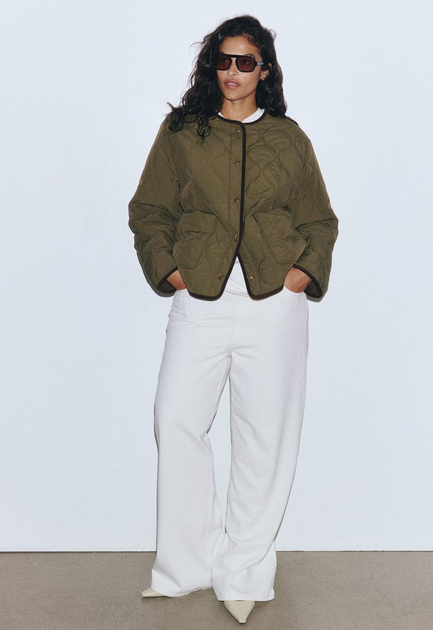 H&M - Quilted jacket - dark khaki green