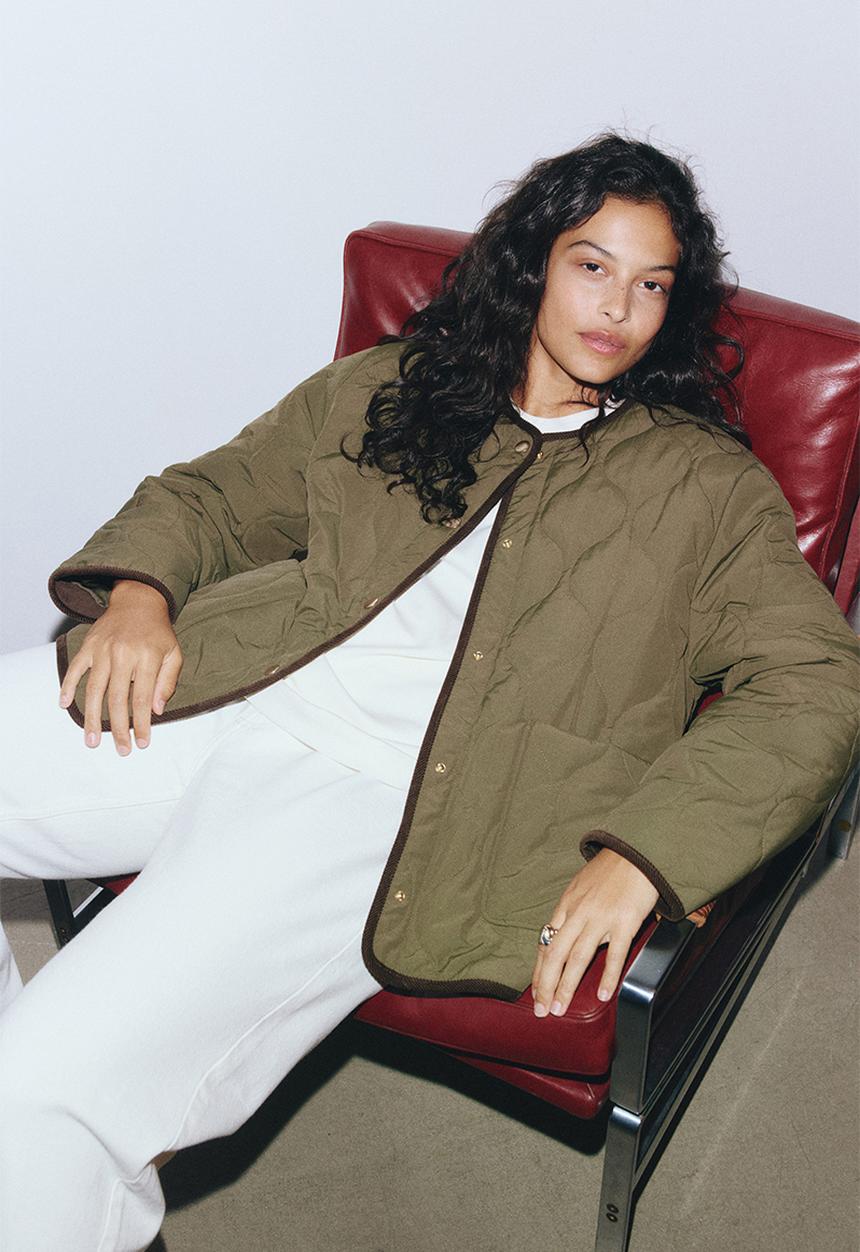 H&M - Quilted jacket - dark khaki green
