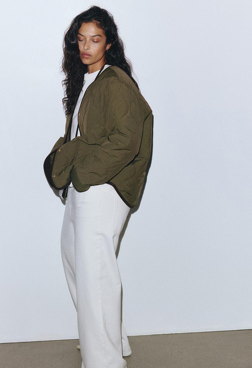 H&M - Quilted jacket - dark khaki green