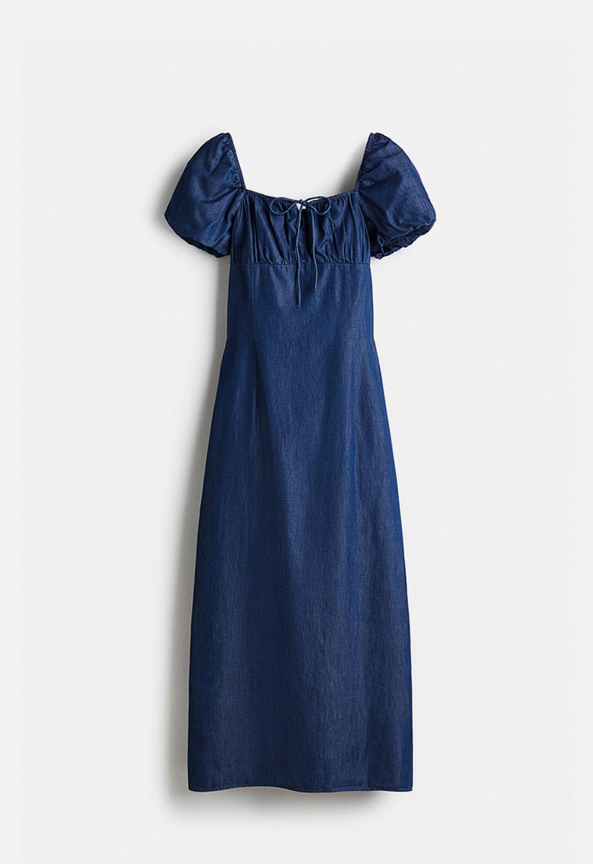 H&M - Square-neck dress - denim blue