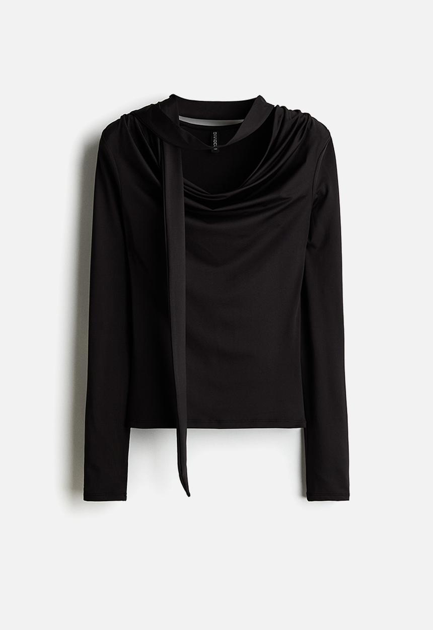 H&M - Scarf-detail top - black