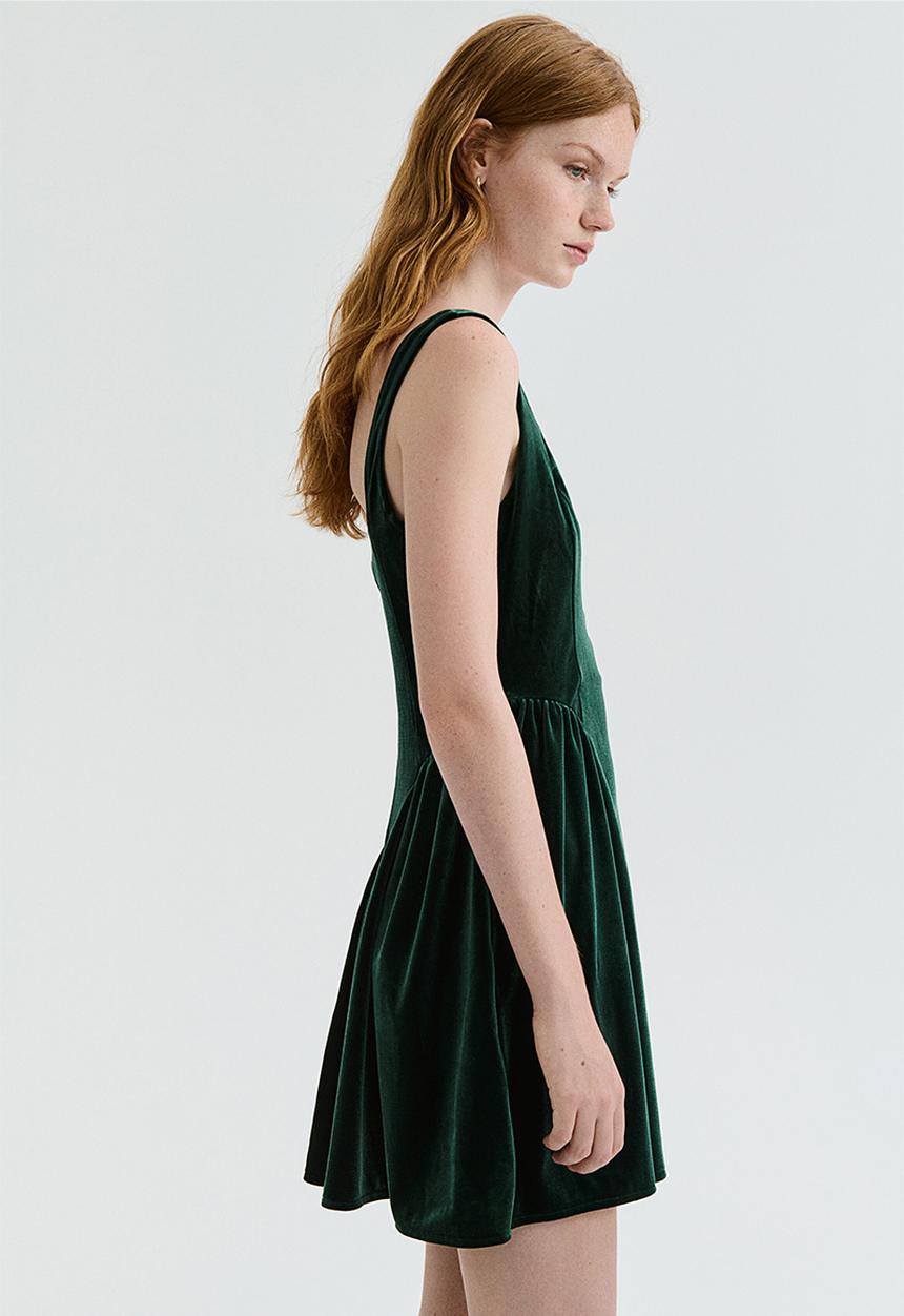 H&M - Sleeveless velour dress - dark green