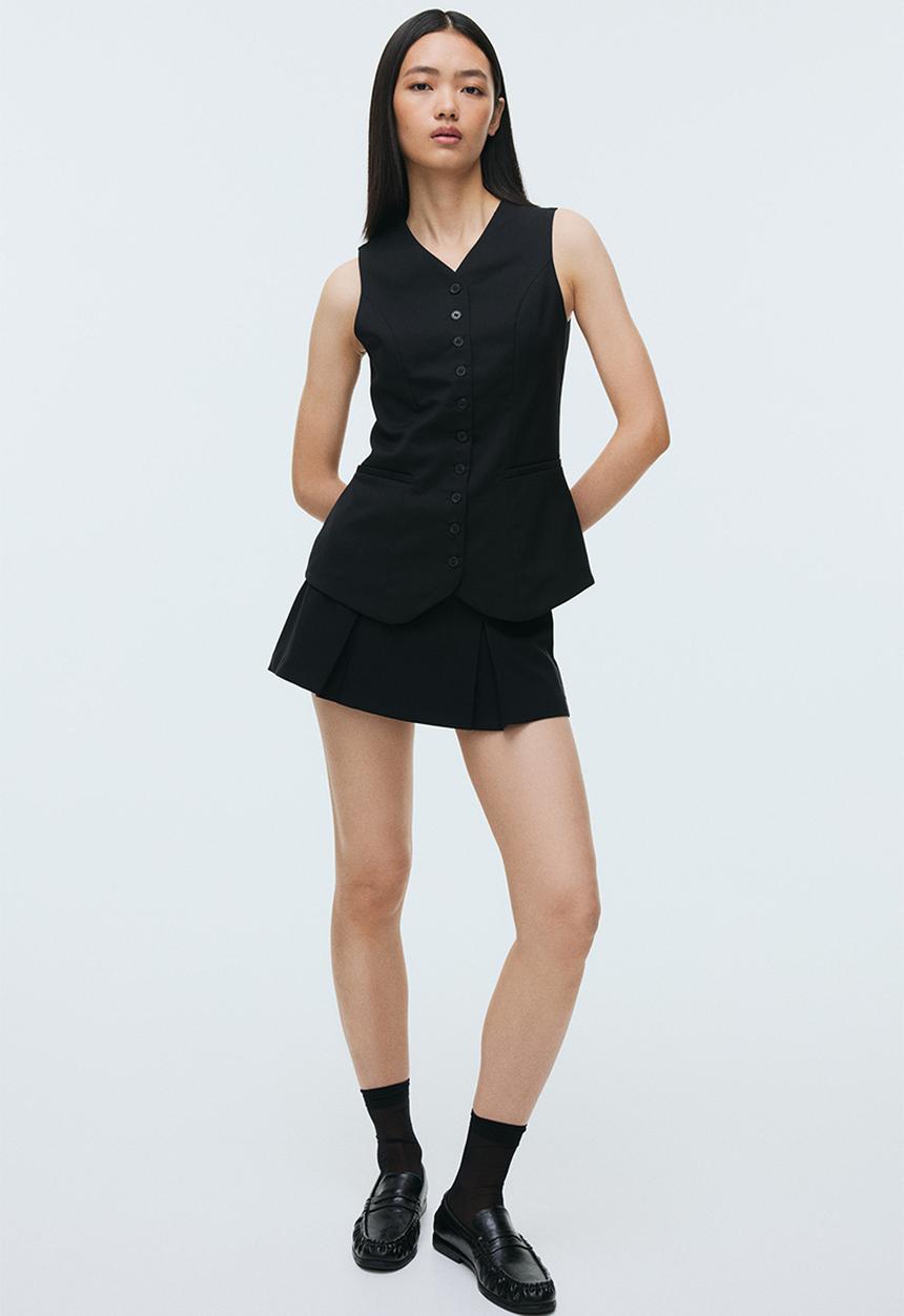 H&M - Pleated mini skort - black