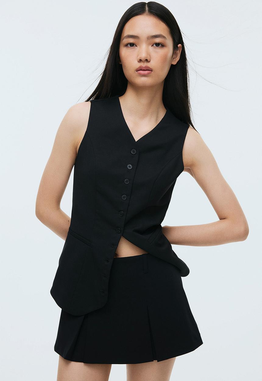 H&M - Pleated mini skort - black