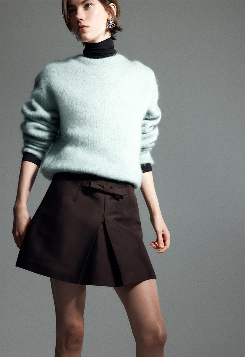 H&M - Bow-front mini skirt - dark brown