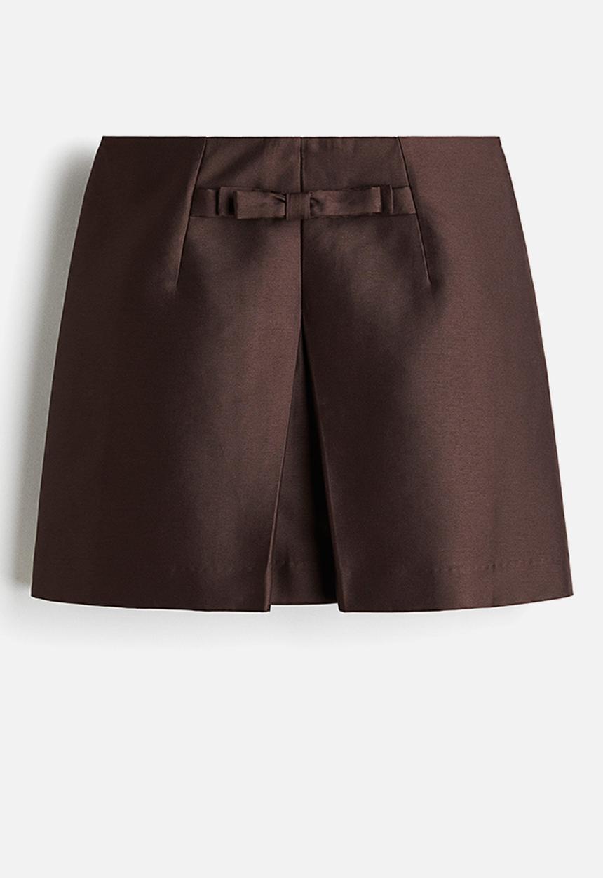 H&M - Bow-front mini skirt - dark brown