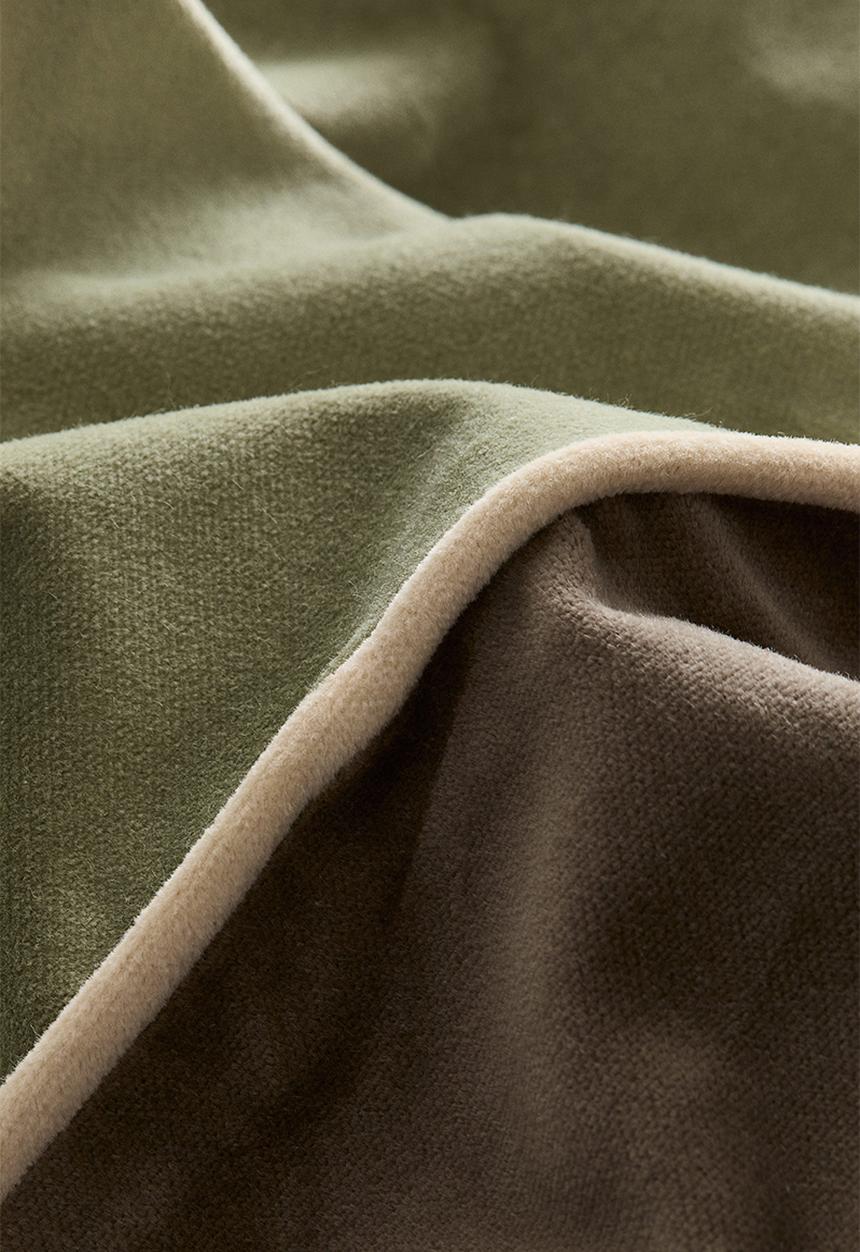 H&M - Piping-detail velvet cushion cover - light green/greige