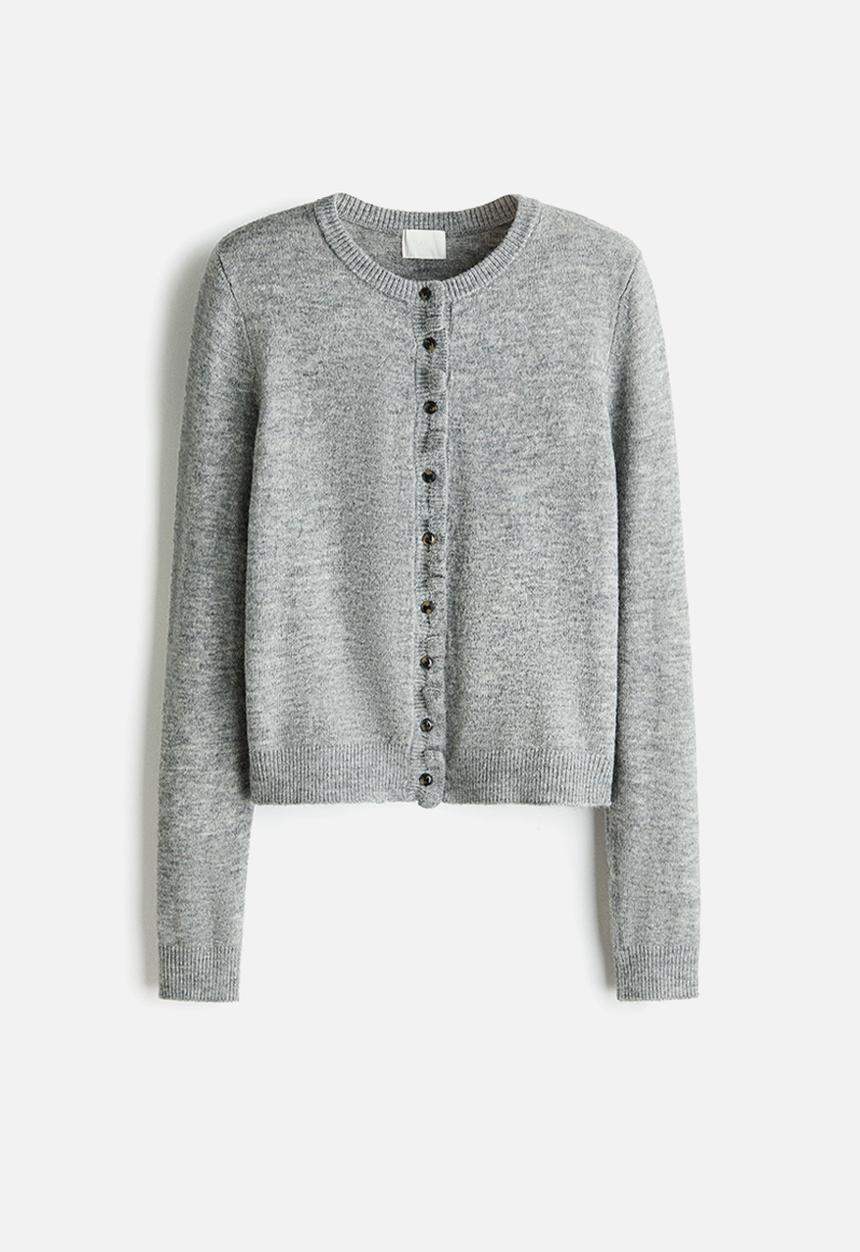 H&M - Frill-trimmed cardigan - grey marl