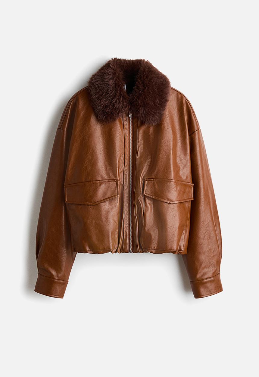 H&M - Fluffy-collared jacket - brown