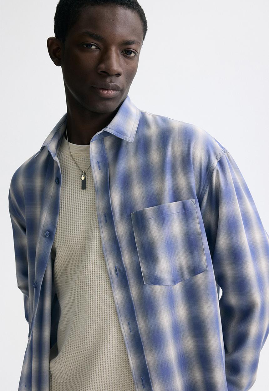 H&M - Relaxed fit shirt - light blue/checked