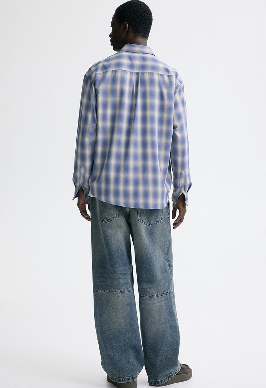 H&M - Relaxed fit shirt - light blue/checked