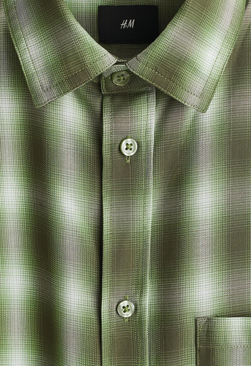 H&M - Relaxed fit shirt - khaki green/checked
