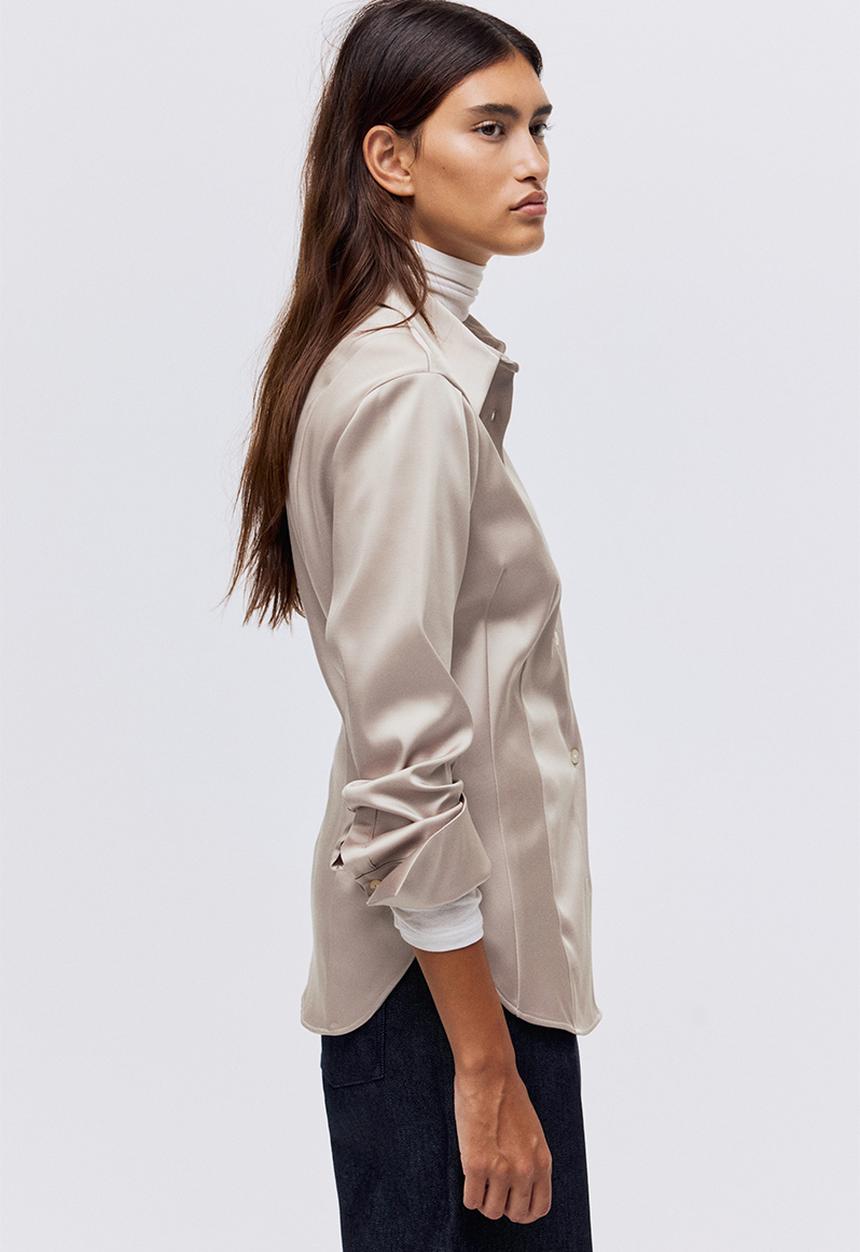 H&M - Fitted twill shirt - light beige