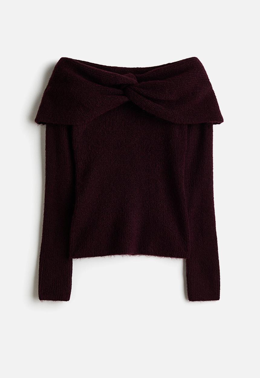 H&M - Off-the-shoulder jumper - burgundy