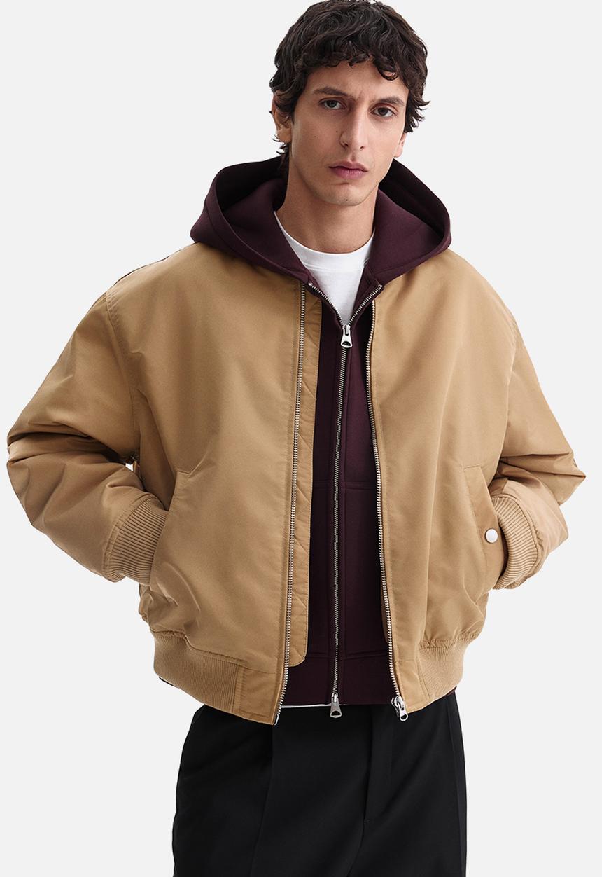 H&M - Padded nylon bomber jacket - dusty beige