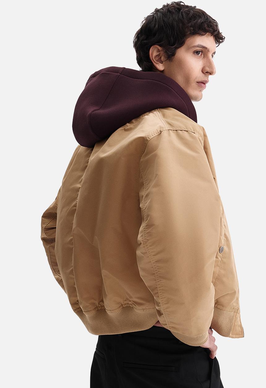 H&M - Padded nylon bomber jacket - dusty beige