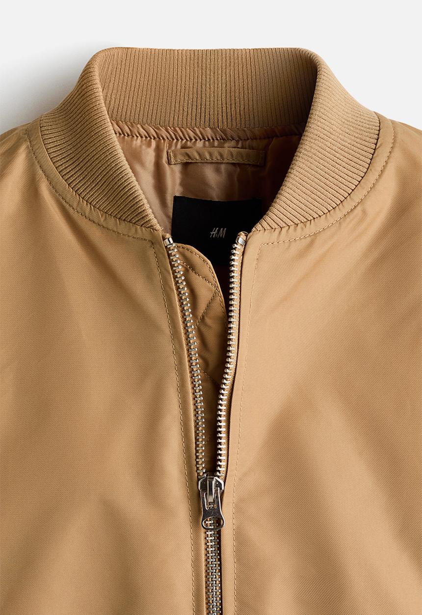 H&M - Padded nylon bomber jacket - dusty beige