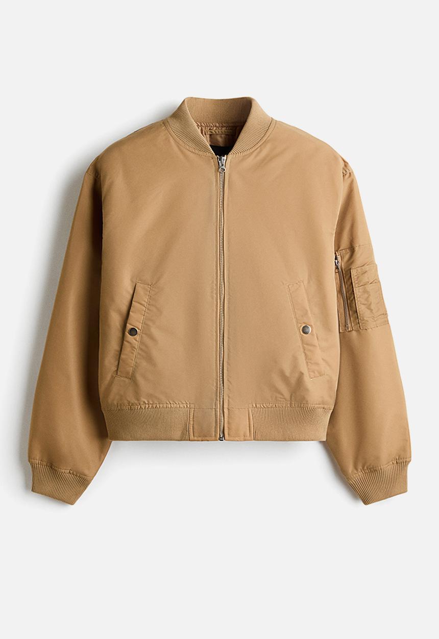 H&M - Padded nylon bomber jacket - dusty beige