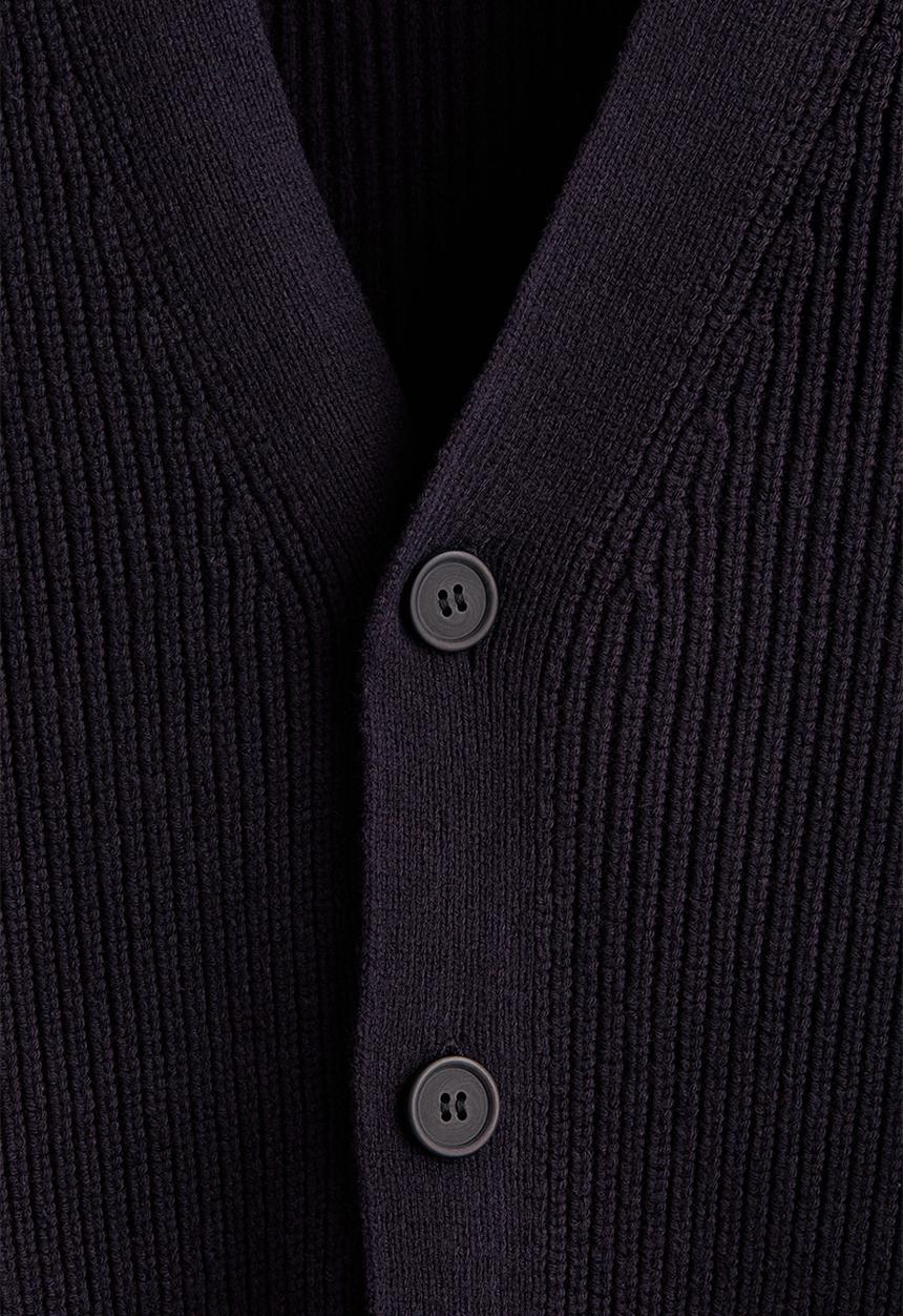 H&M - Relaxed fit rib-knit cardigan - navy blue
