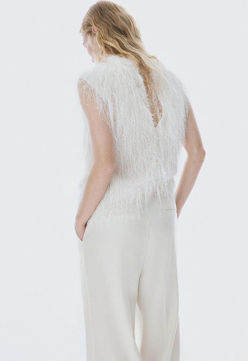 H&M - High-waisted tailored trousers - cream
