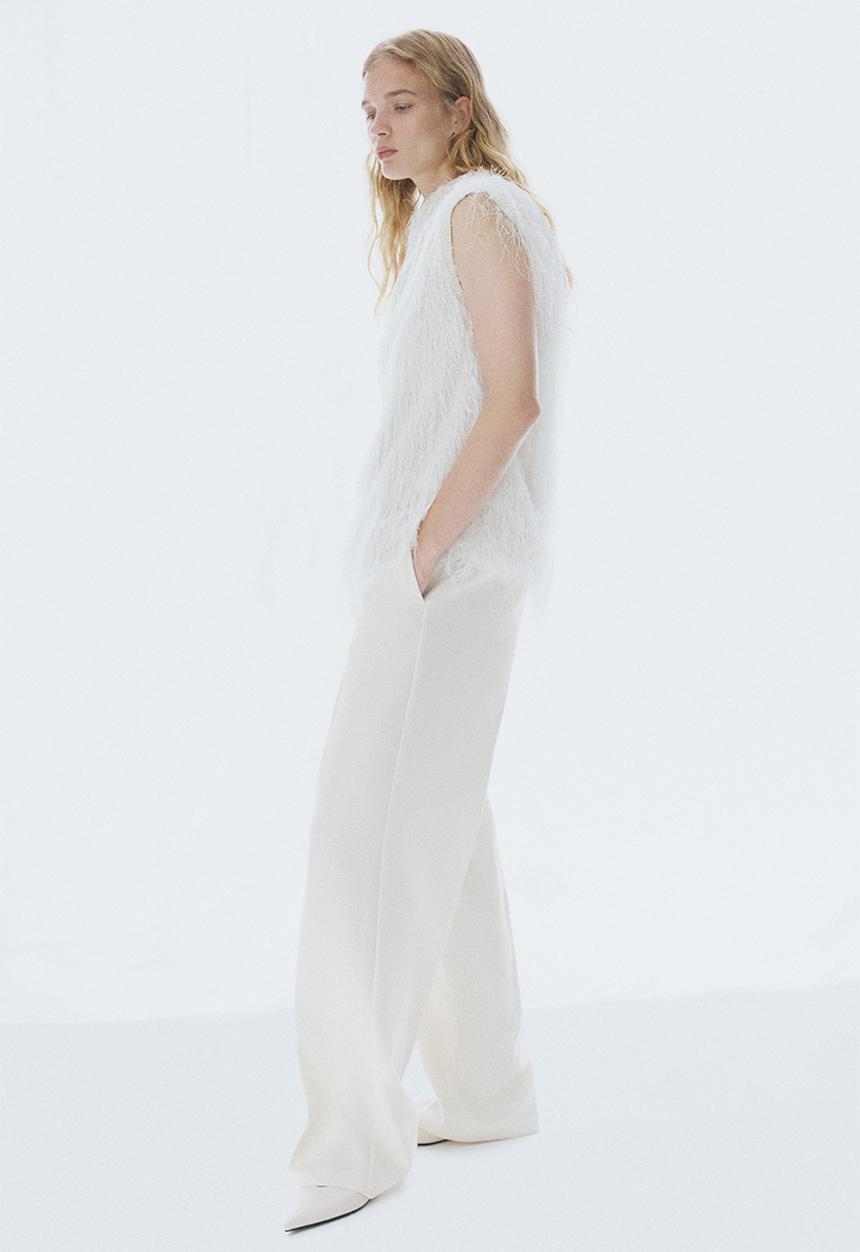 H&M - High-waisted tailored trousers - cream