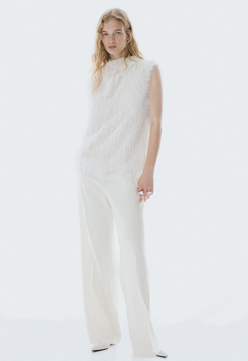 H&M - High-waisted tailored trousers - cream