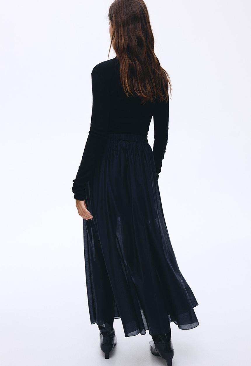 H&M - A-line midi skirt - navy blue