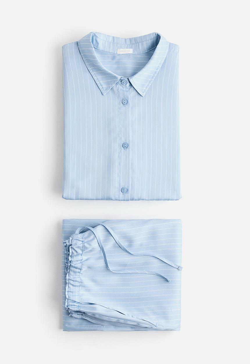 H&M - Lyocell pyjamas - light blue/pinstriped