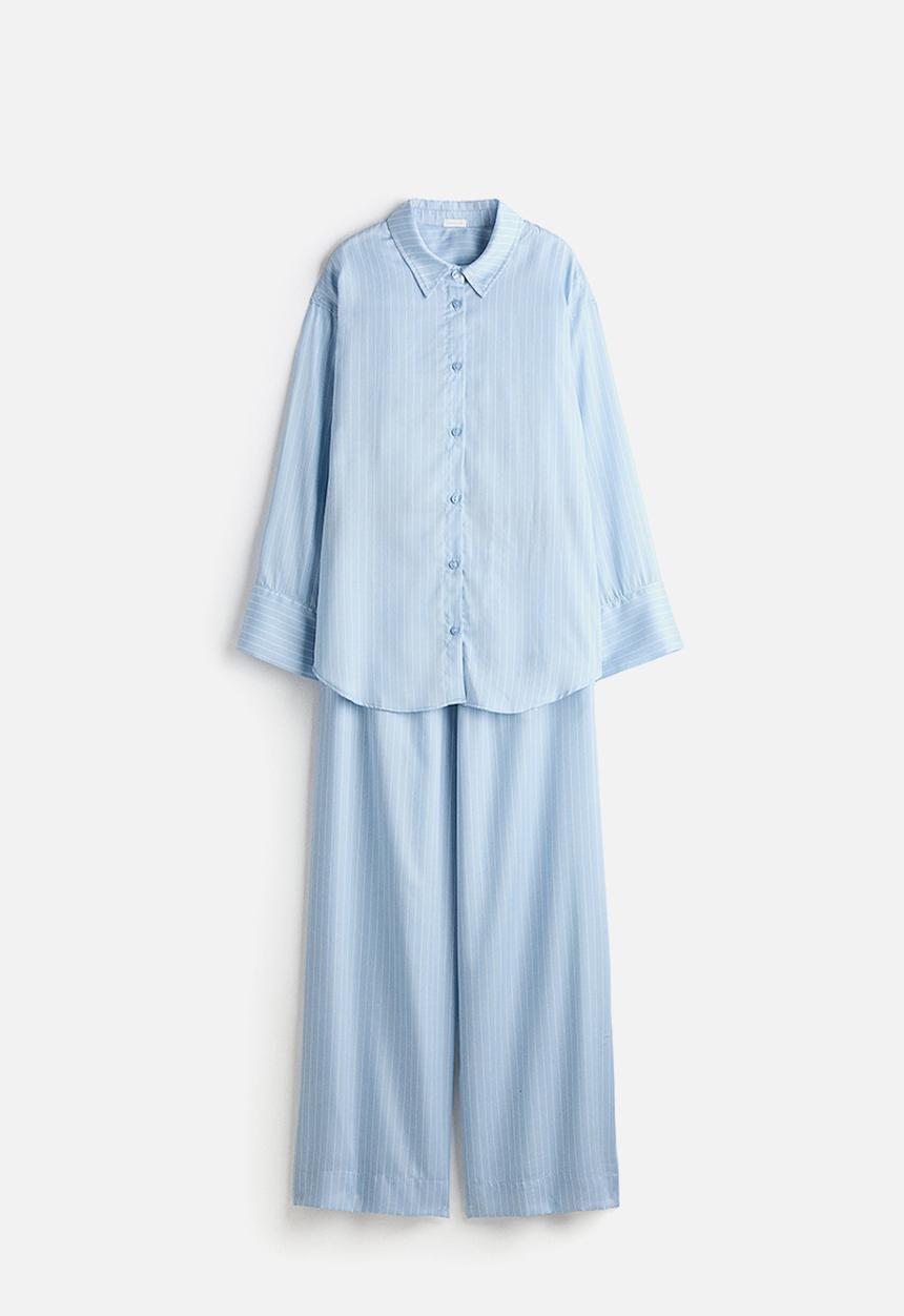 H&M - Lyocell pyjamas - light blue/pinstriped