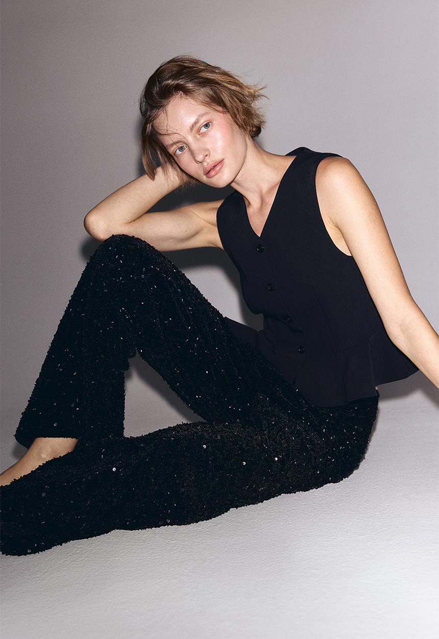 H&M - V-neck peplum waistcoat - black