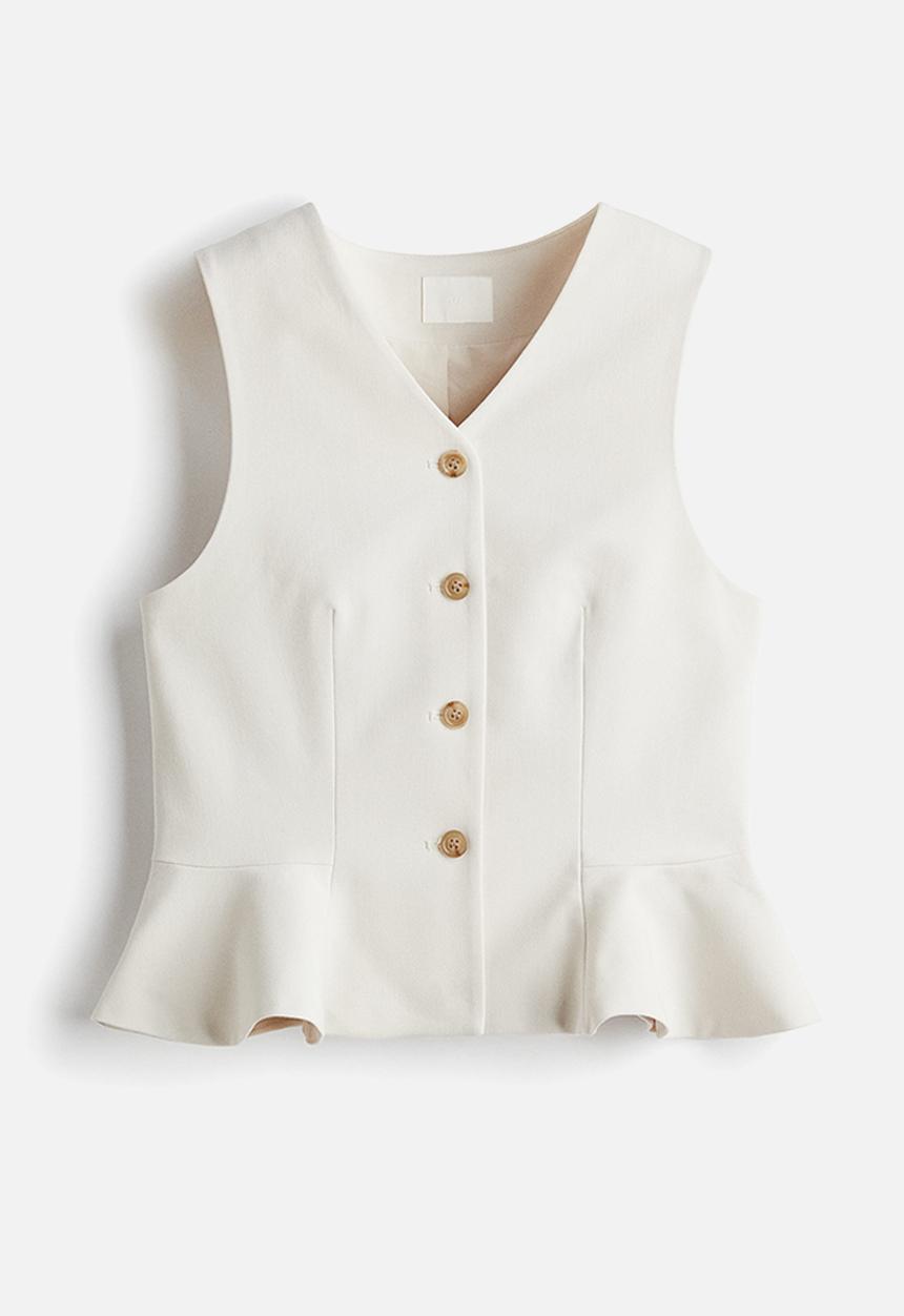 H&M - V-neck peplum waistcoat - cream