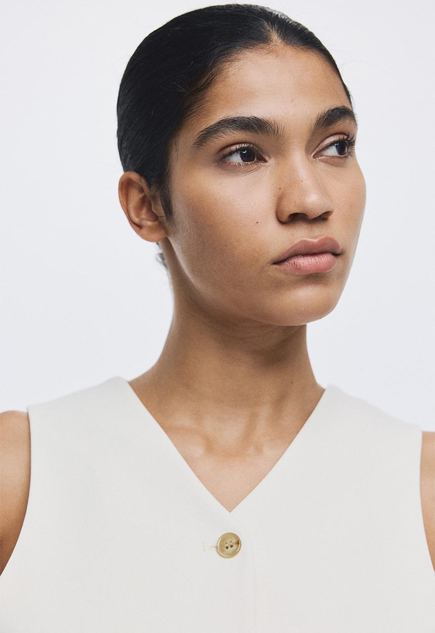 H&M - V-neck peplum waistcoat - cream
