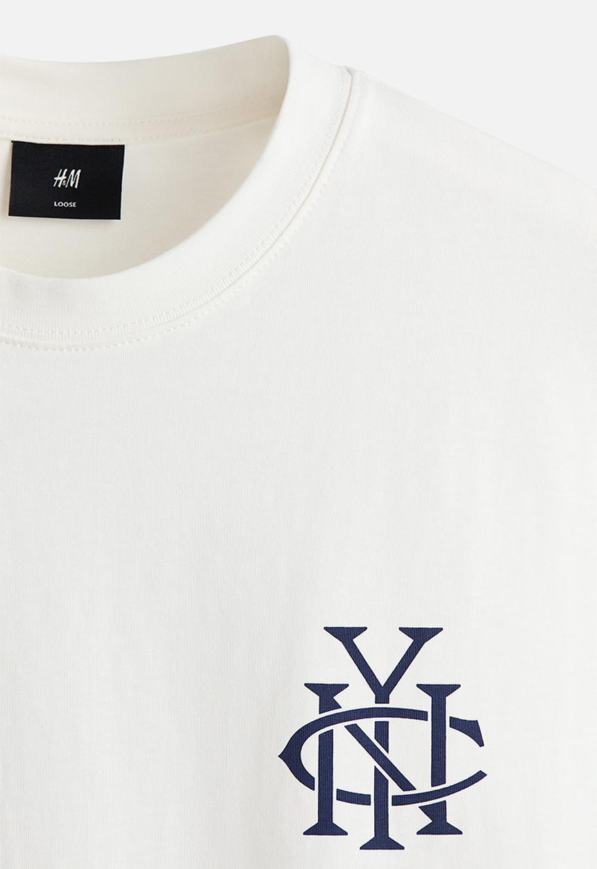 H&M - Loose fit printed t-shirt - white/new york city