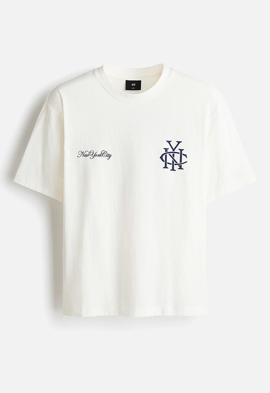 H&M - Loose fit printed t-shirt - white/new york city