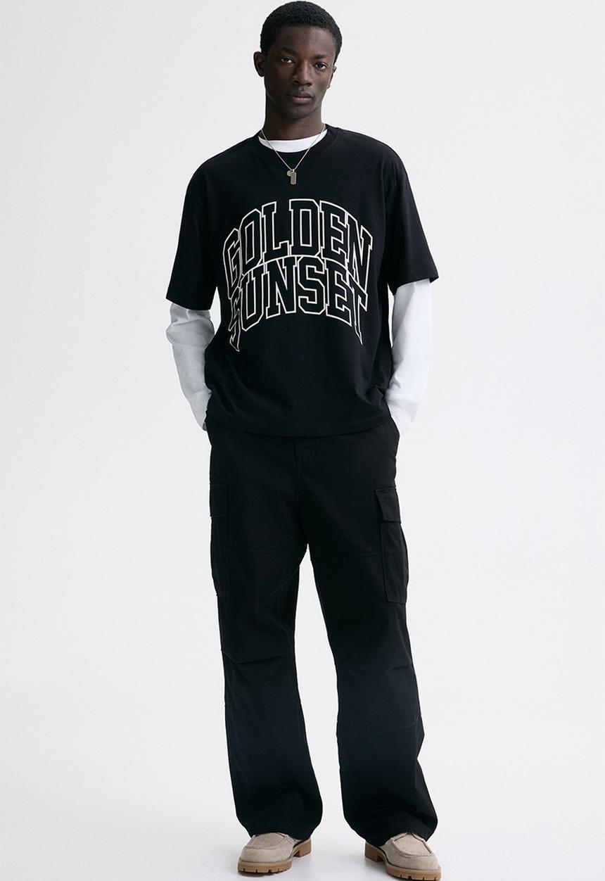 Loose fit printed t-shirt - black/golden sunset - 1313924003