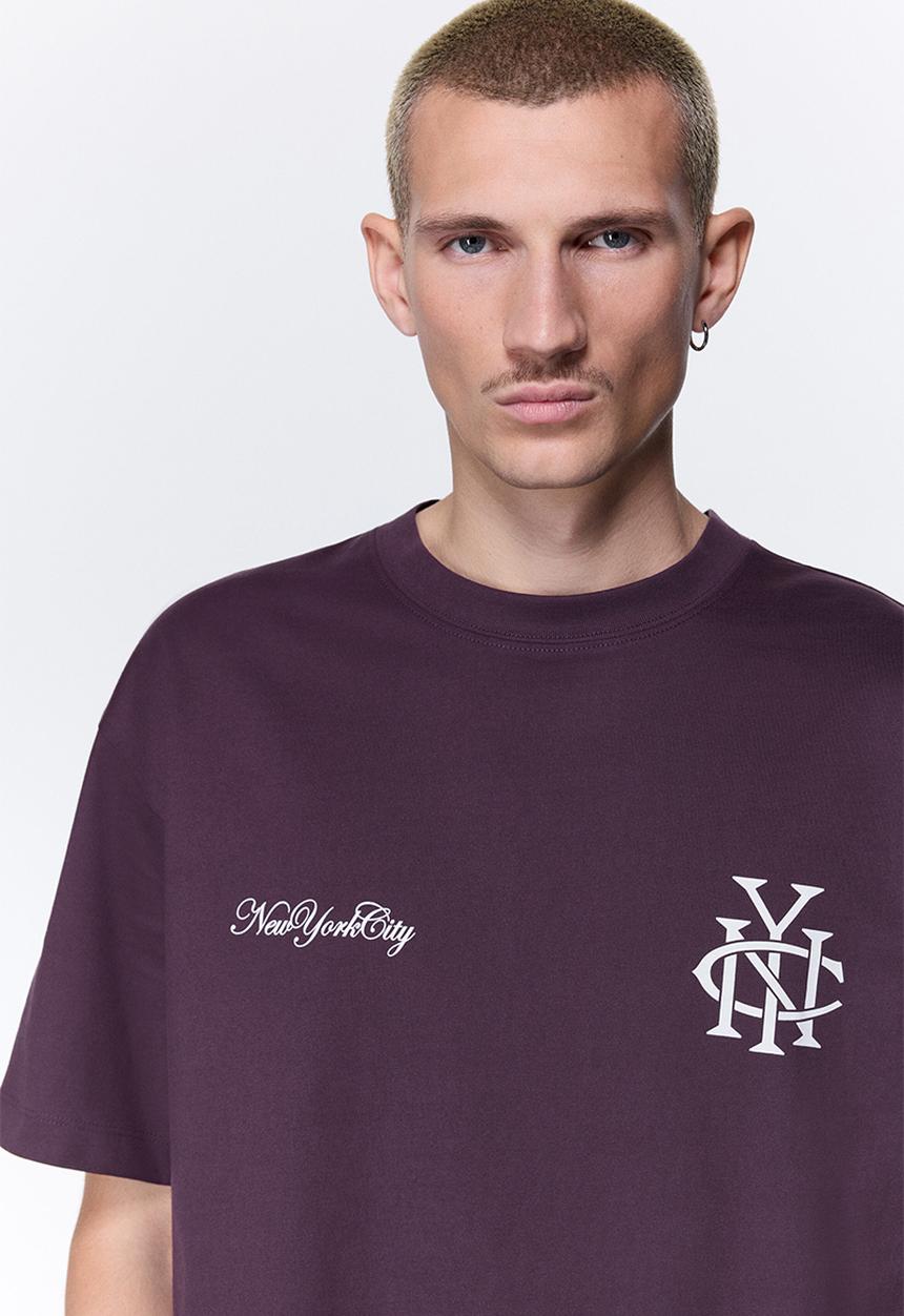 H&M - Loose fit printed t-shirt - purple/nyc