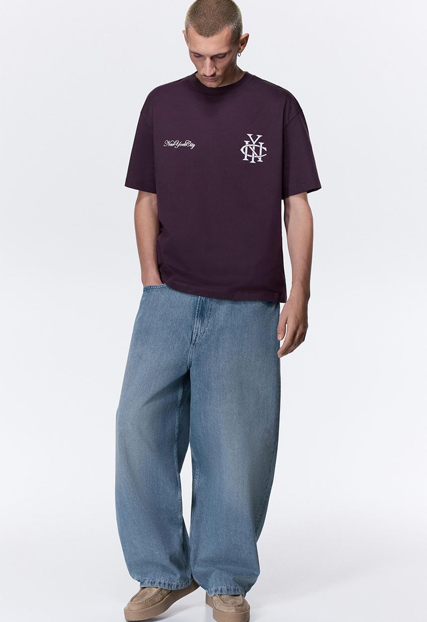 H&M - Loose fit printed t-shirt - purple/nyc