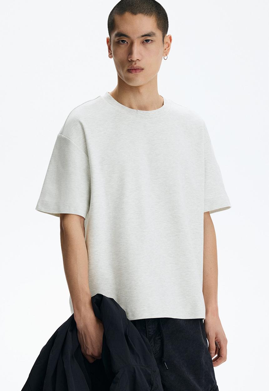 H&M - Loose fit interlock t-shirt - light grey marl