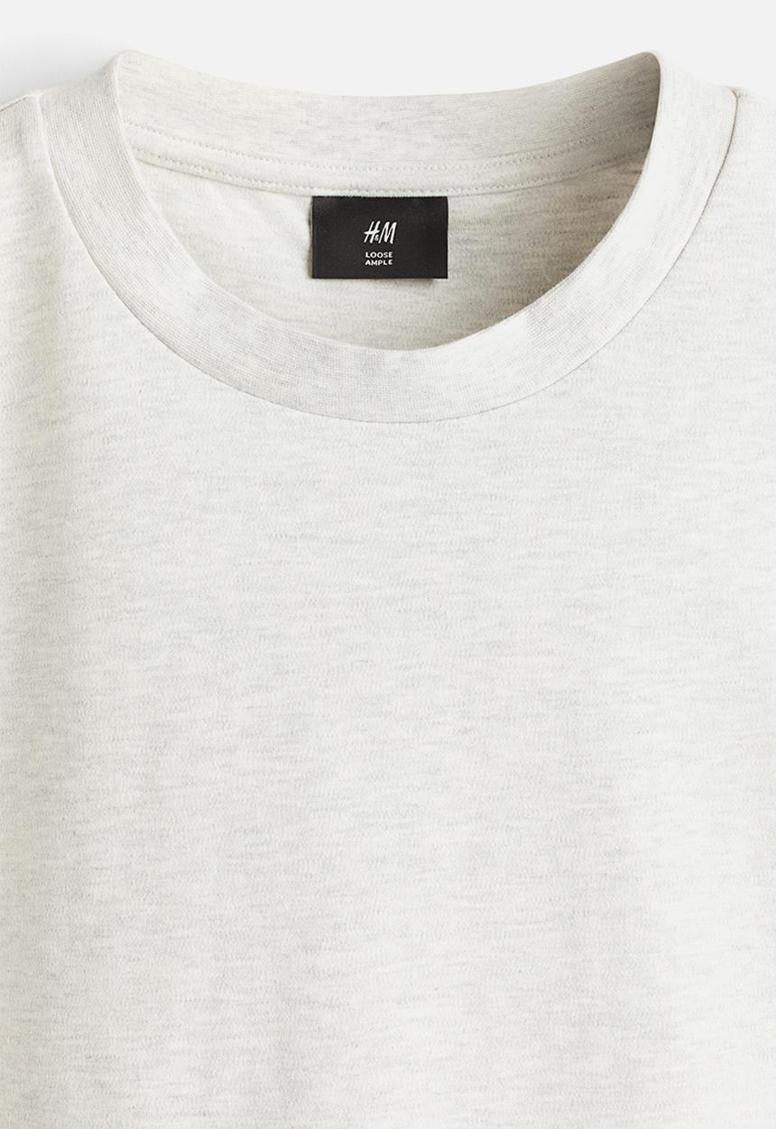 H&M - Loose fit interlock t-shirt - light grey marl