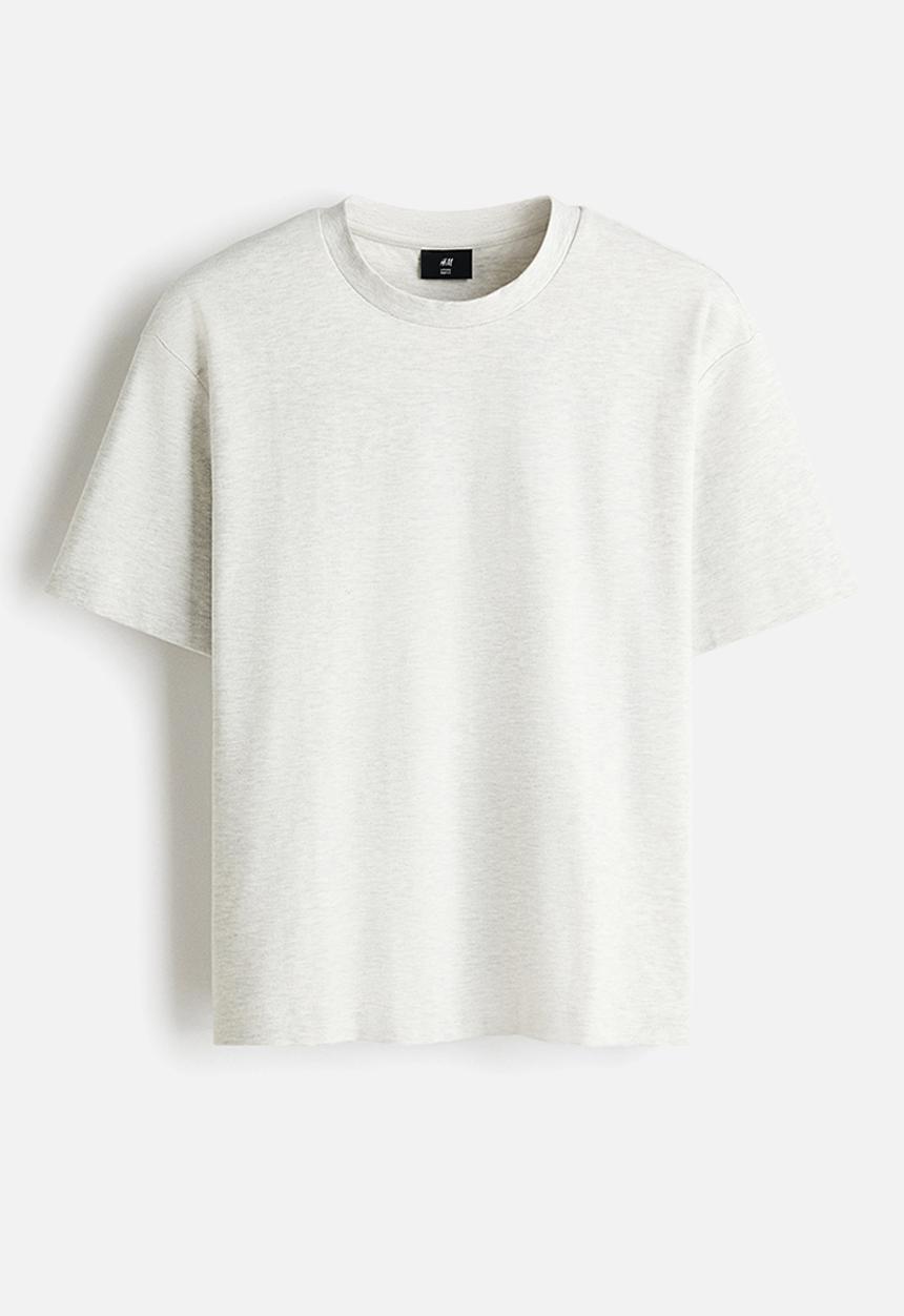 H&M - Loose fit interlock t-shirt - light grey marl
