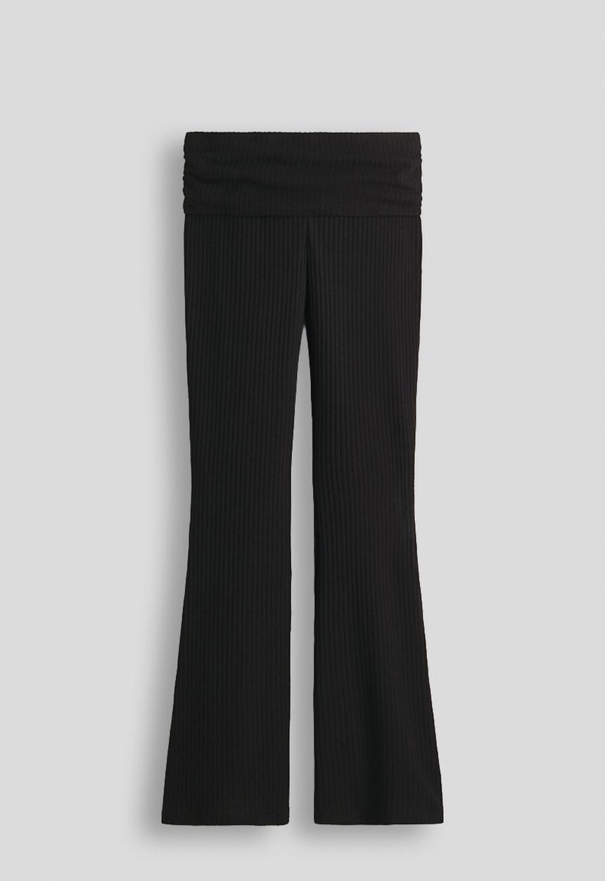 H&M - Rib-knit foldover-waist leggings - black