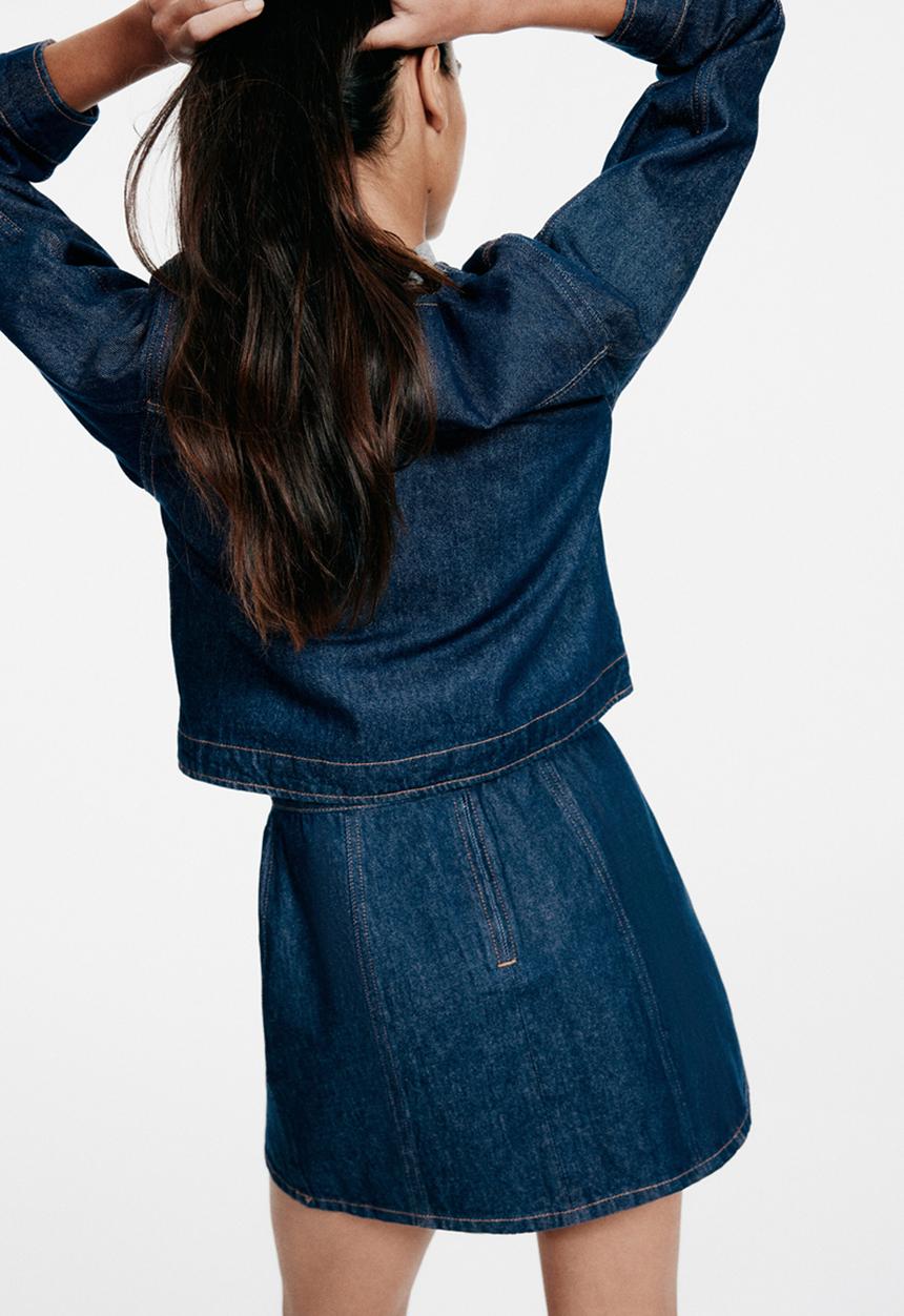 H&M - A-line mini skirt - dark denim blue