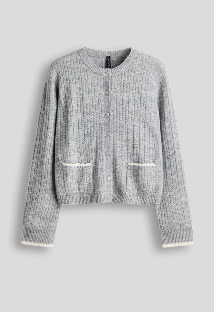 H&M - Cable-knit cardigan - grey marl