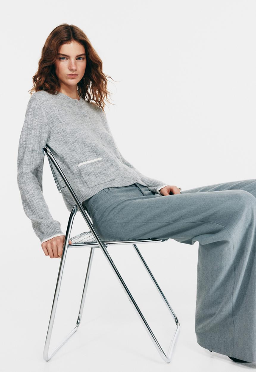 H&M - Cable-knit cardigan - grey marl