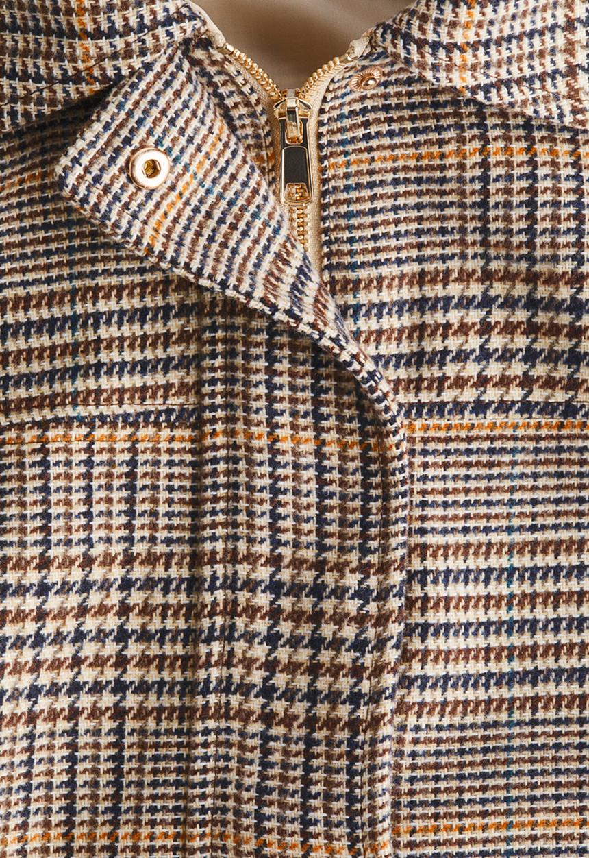 H&M - Collared bomber jacket - light beige/checked