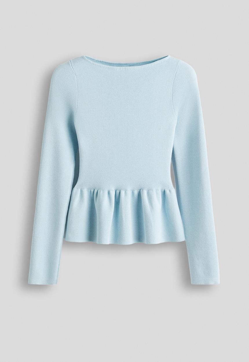 H&M - Knitted peplum top - light blue