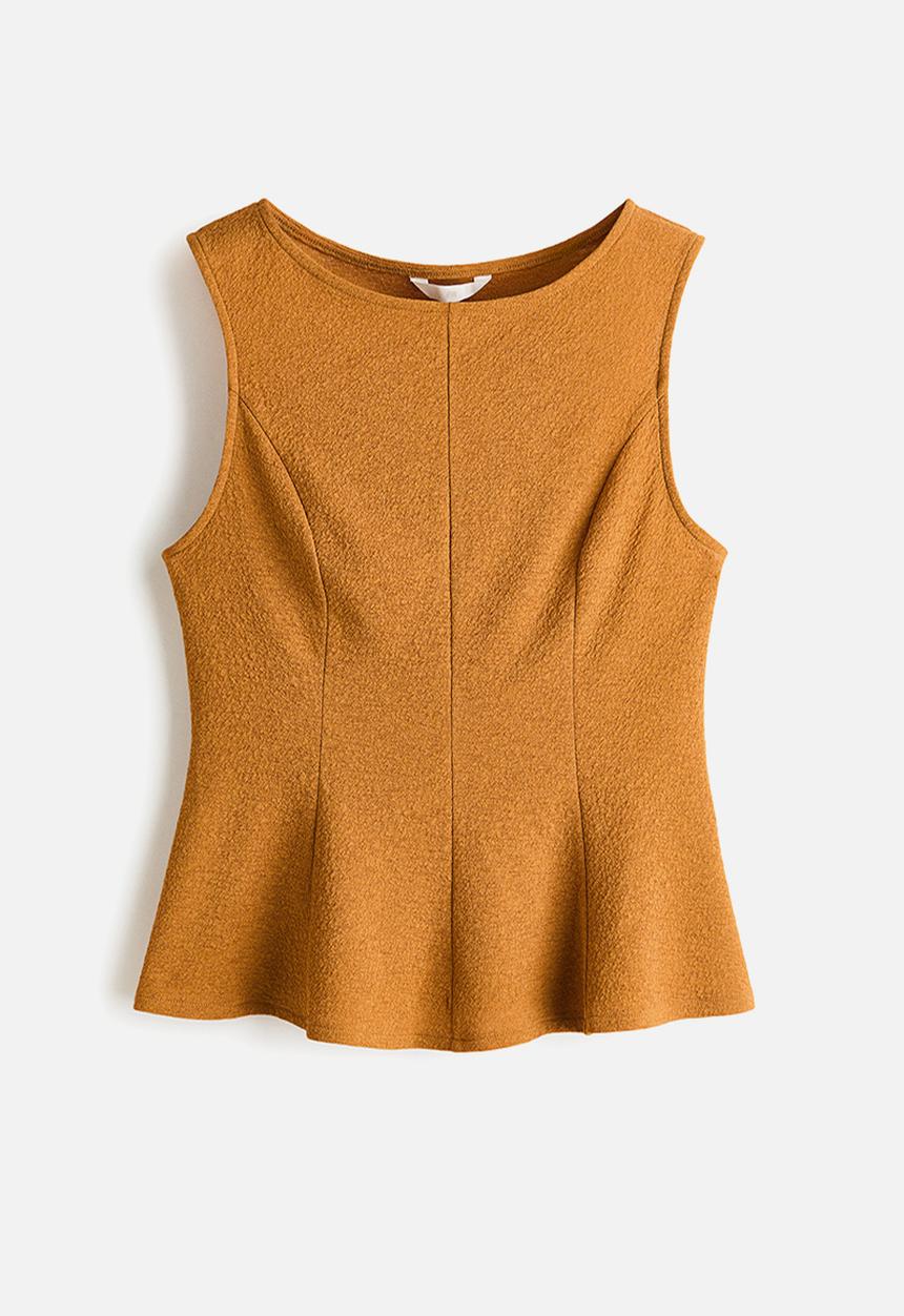 H&M - Sleeveless peplum top - light brown